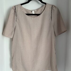 H&M Cream and Black Polka Dot Blouse size 8